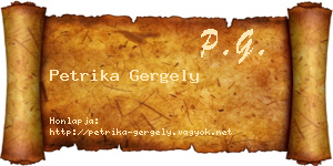 Petrika Gergely névjegykártya